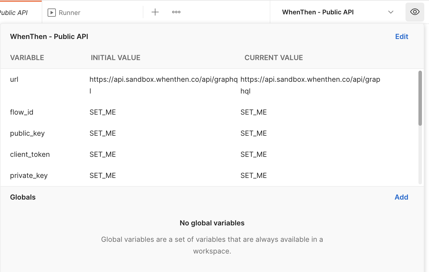 edit environment variables